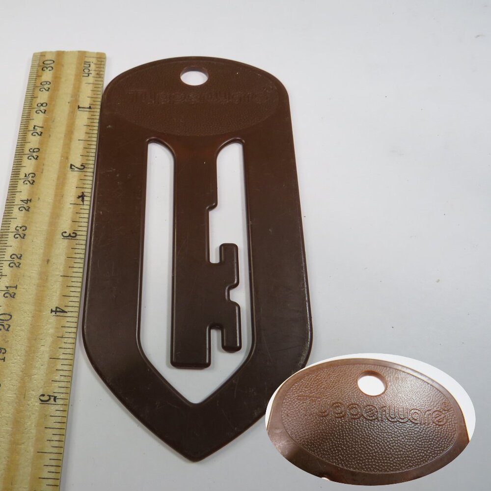 RARE Vintage 70s Tupperware Jumbo Paper Clip - Chocolate Brown Retro Office